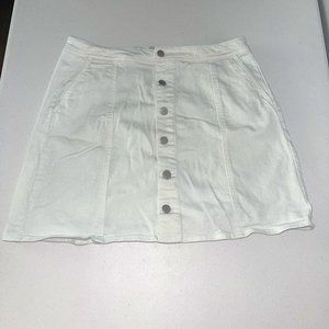 A New Day White Jean Button Skirt, 16